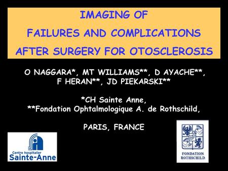 IMAGING OF FAILURES AND COMPLICATIONS AFTER SURGERY FOR OTOSCLEROSIS