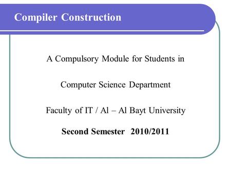 Compiler Construction