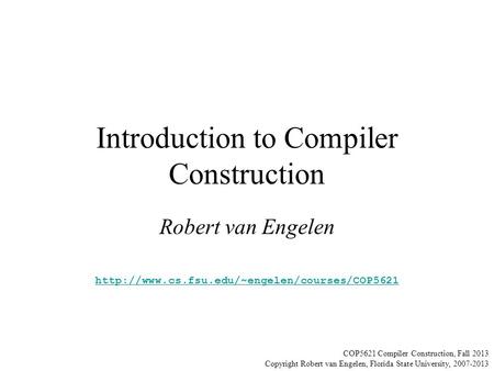 Introduction to Compiler Construction