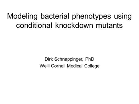 Modeling bacterial phenotypes using conditional knockdown mutants