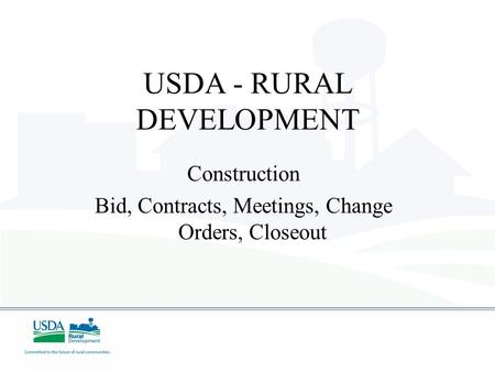 USDA - RURAL DEVELOPMENT