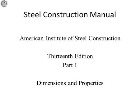 Steel Construction Manual