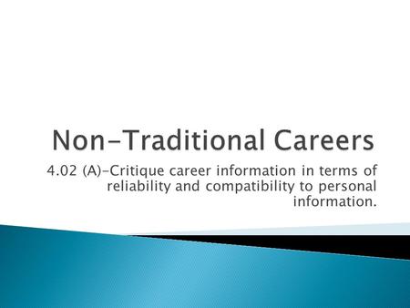 4.02 (A)-Critique career information in terms of reliability and compatibility to personal information.