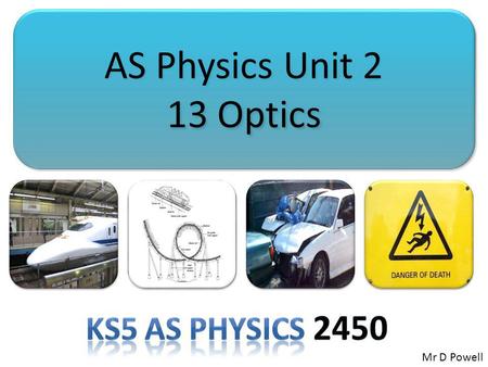 AS Physics Unit 2 13 Optics Ks5 AS Physics 2450 Mr D Powell.