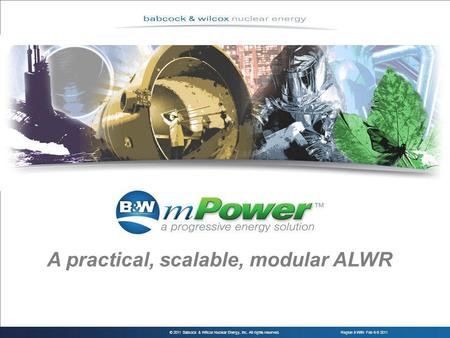 Region II WIN Feb 6-9 2011© 2011 Babcock & Wilcox Nuclear Energy, Inc. All rights reserved. A practical, scalable, modular ALWR.