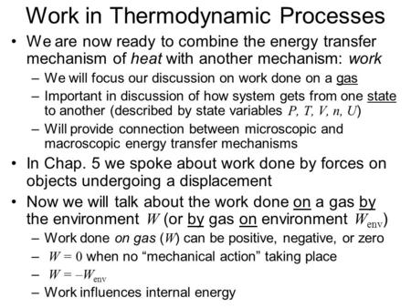 Work in Thermodynamic Processes