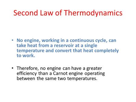 Second Law of Thermodynamics