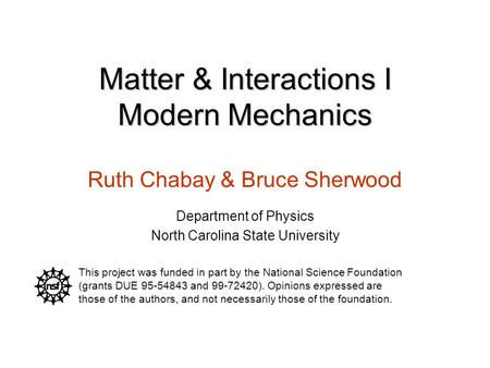 Matter & Interactions I Modern Mechanics