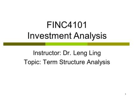 FINC4101 Investment Analysis