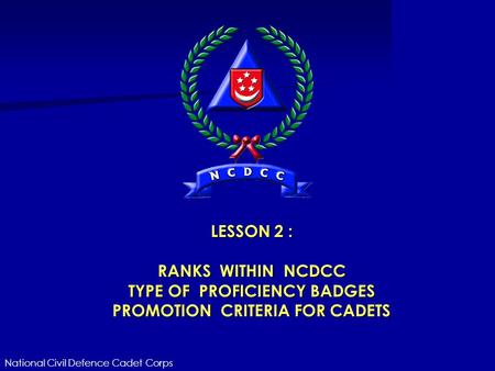 TYPE OF PROFICIENCY BADGES PROMOTION CRITERIA FOR CADETS