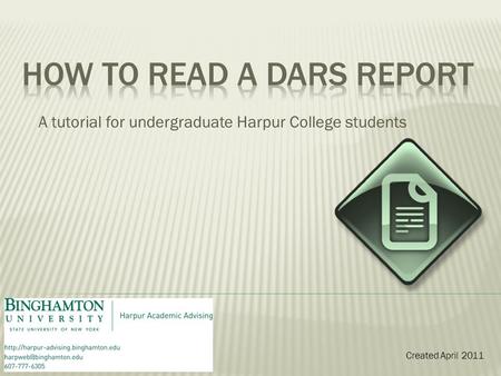 A tutorial for undergraduate Harpur College students Created April 2011.