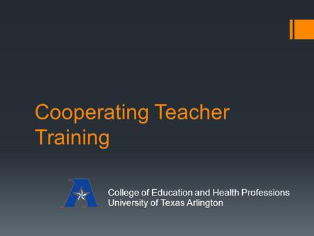 Cooperating Teacher Training