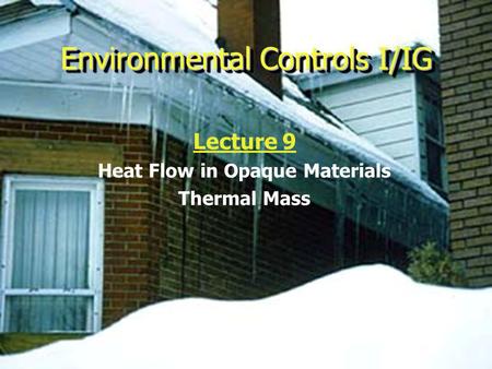 Environmental Controls I/IG