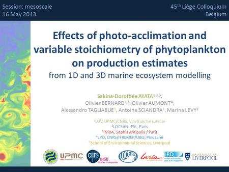 Session: mesoscale 16 May 2013 45th Liège Colloquium Belgium