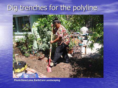 Dig trenches for the polyline Photo Deva Luna, EarthCare Landscaping.