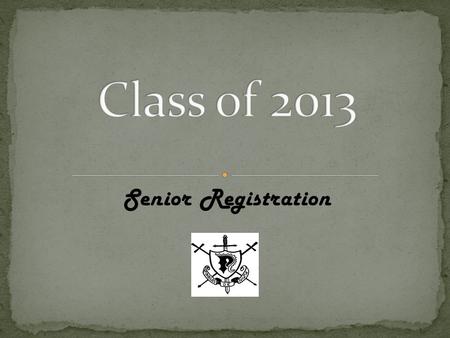 Senior Registration. English4.0 Math4.0 Science3.0 Social Studies 3.0 Health.5 P.E.1.0 Fine Arts/Practical Arts/Vocational2.0 Electives5.5 TOTAL CREDITS.