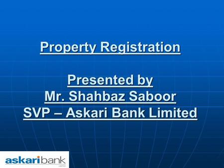 Property Registration Presented by Mr