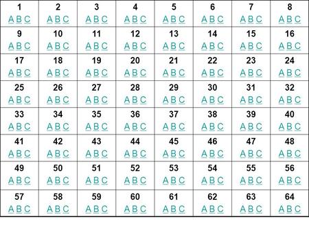 1 A B C 2 3 4 5 6 7 8 9 10 11 12 13 14 15 16 17 18 19 20 21 22 23 24 25 26 27 28 29 30 31 32 33 34 35 36 37 38 39 40 41 42 43 44 45 46 47 48 49 50 51 52.