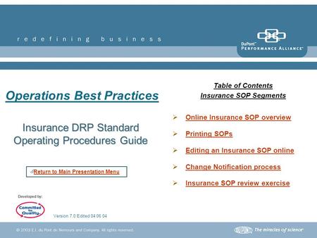 Insurance DRP Standard Operating Procedures Guide