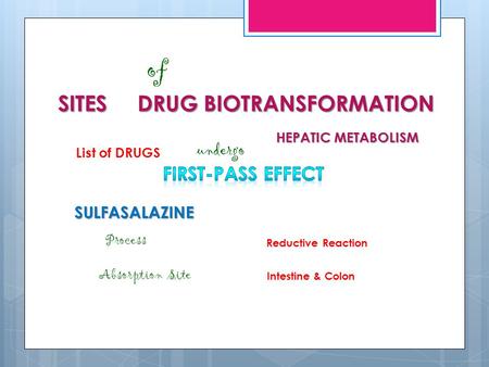 SITES DRUG BIOTRANSFORMATION