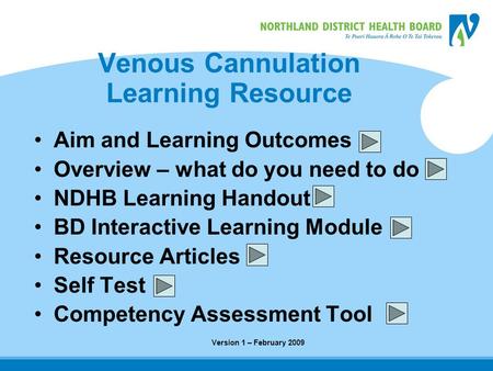 Venous Cannulation Learning Resource