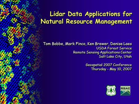 Lidar Data Applications for Natural Resource Management