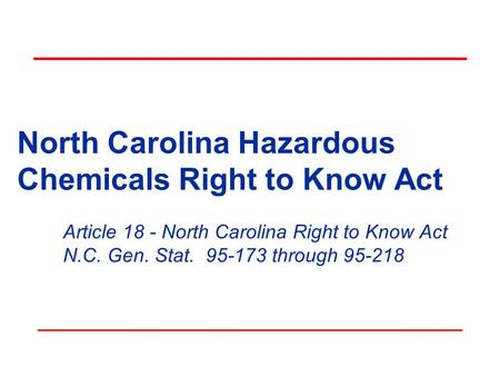 North Carolina Hazardous Chemicals Right to Know Act