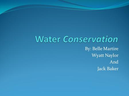 By: Belle Martire Wyatt Naylor And Jack Baker. Things That We Do To Waste Water Leave water on while we brush teeth Take long showers We may leave the.