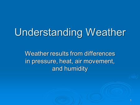 Understanding Weather