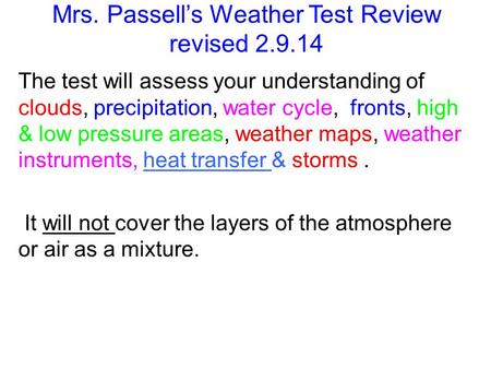 Mrs. Passell’s Weather Test Review revised