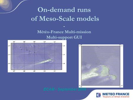 On-demand runs of Meso-Scale models - Météo-France Multi-mission Multi-support GUI ECAM - September 2009.