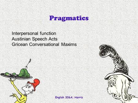 Pragmatics Interpersonal function Austinian Speech Acts