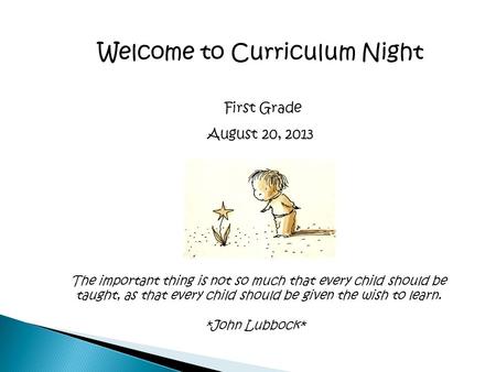 Welcome to Curriculum Night