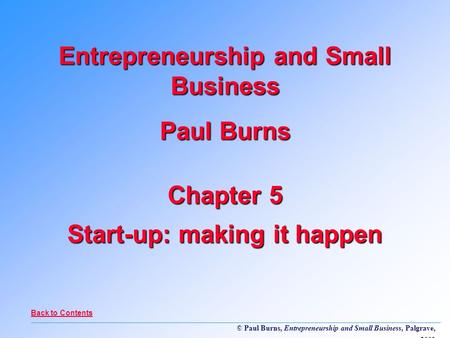 Paul Burns, Entrepreneurship and Small Business, Palgrave, 2001