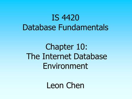 Overview Environment for Internet database connectivity