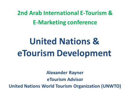 United Nations & eTourism Development