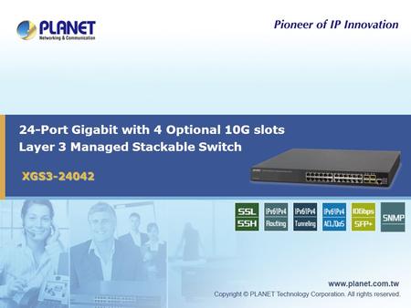 24-Port Gigabit with 4 Optional 10G slots Layer 3 Managed Stackable Switch XGS3-24042 1.