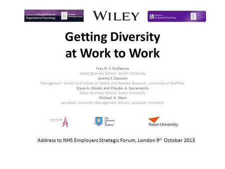 Getting Diversity at Work to Work