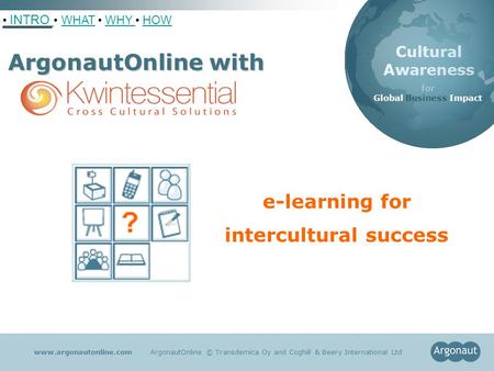 Cultural Awareness for Global Business Impact www.argonautonline.com ArgonautOnline © Transdemica Oy and Coghill & Beery International Ltd INTRO WHAT WHY.