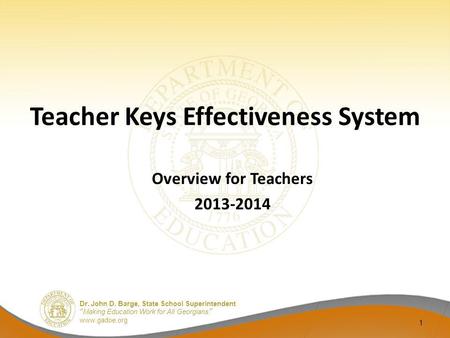 Teacher Keys Effectiveness System