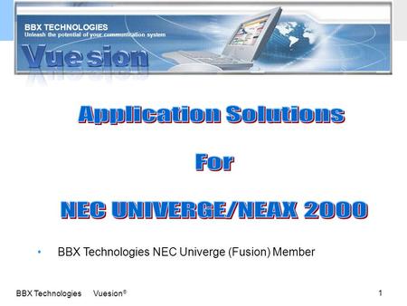 Application Solutions For NEC UNIVERGE/NEAX 2000