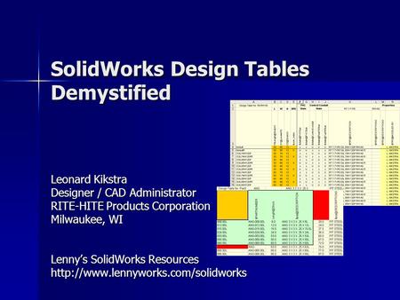 SolidWorks Design Tables Demystified