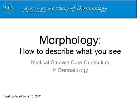 Morphology: How to describe what you see