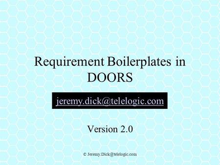 Requirement Boilerplates in DOORS