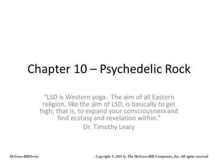 Chapter 10 – Psychedelic Rock