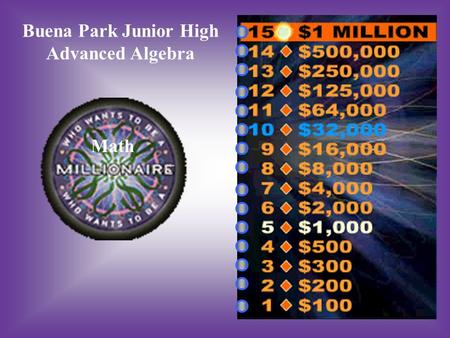 Buena Park Junior High Advanced Algebra Math.