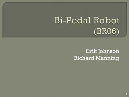 Erik Johnson Richard Manning 1. To Design a robot for entertainment purposes that has the ability to walk in a straight line and make turns. 2.