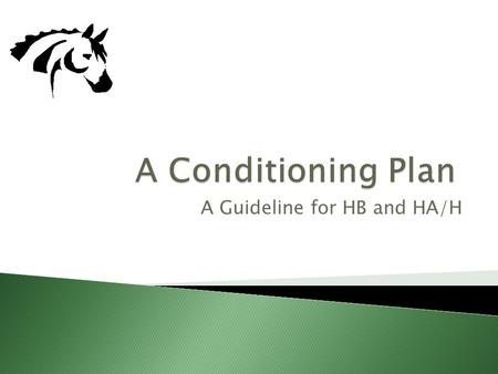 A Guideline for HB and HA/H. Conditioning is a systematic process in which your horse strengthens their cardio-vascular, respiratory and muscular systems.