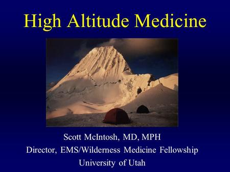 High Altitude Medicine