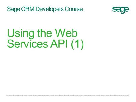 Sage CRM Developers Course